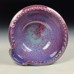 Handmade Ceramic Stoneware Spiral Deep Spoon Rest - Purple Red Glaze with Dotted Rim - item 3869 - Image 2