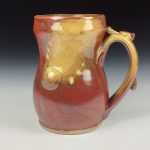 Handmade Stoneware Coffee Mug: Iron Red with White Ash Glaze, Slip Dotted, Bump Pottery Tea Mug - item 3638 - Image 2