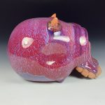 Handmade Stoneware Wheel-Thrown Skull Sculpture: Red Art Pottery Decoration - item 3879 - Image 3