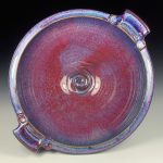 Handmade ceramic artisanal pottery bowls dinnerware stoneware serving bowls centerpiece - Large purple with handles 3686