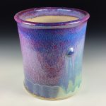 Large Handmade Stoneware Utensil Holder: Purple Red Blue Glaze Bump Pottery Vase - item 3835 - Image 4