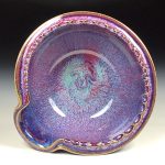 Handmade Ceramic Stoneware Spiral Deep Spoon Rest - Purple Red Glaze with Dotted Rim - item 3876 - Image 2