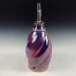 Handmade Ceramic Olive Oil Dispenser: Deep Dark Purple Twisty Stoneware Cruet - item 3841 - Image 3