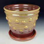 Handmade Ceramic Stoneware Pottery Planter - Iron Red with White Ash Bump - item  3884