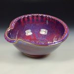 Handmade Ceramic Stoneware Spiral Deep Spoon Rest - Deep Red Glaze with Dotted Rim - item 3875