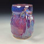 Handmade Ceramic Coffee Mug:  Purple Red Slip Trail Dot Bamboo Stoneware Pottery - item 3852 - Image 2