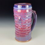 Large Handmade Stoneware Coffee Mug: Purple Red Glaze, Bamboo Wiggle - item 3730 - Image 3