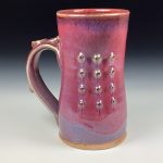 Handmade Ceramic Coffee Mug: Red Dotted Slip Bump Stoneware Pottery - item 3788