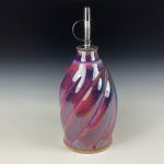 Handmade Ceramic Olive Oil Dispenser: Purple Red Twisty Stoneware Cruet - item 3743