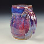 Handmade Ceramic Coffee Mug:  Purple Red Slip Trail Dot Bamboo Stoneware Pottery - item 3864 - Image 2