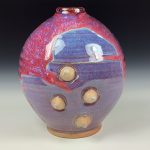 Handmade ceramic stoneware pottery dinnerware bottle - red purple pink sculpture 3674 - Image 2