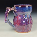 Handmade Ceramic Coffee Mug:  Purple Red Slip Trail Dot Bump Stoneware Pottery - item 3858