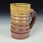 Handmade Stoneware Coffee Mug: Iron Red with White Ash Glaze, Slip Wiggle Pottery Tea Mug - item  3857 - Image 3