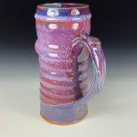 Large Handmade Stoneware Coffee Mug: Purple Red Glaze, Wiggle Bump - item 3714 - Image 2