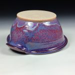 Handmade Ceramic Stoneware Spiral Deep Spoon Rest - Purple Red Glaze with Dotted Rim - item 3873 - Image 3