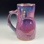 Handmade Ceramic Coffee Mug: Purple Red Bamboo Bump Stoneware Pottery - item 3791