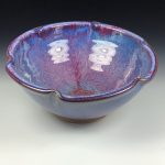 Handmade ceramic artisanal pottery bowls dinnerware stoneware serving bowls centerpiece - Medium purple scalloped rim serving bowl 3676 - Image 2