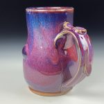 Handmade Stoneware Coffee Mug: Purple Red Glaze, Jellyfish Slip Bump - item 3766 - Image 2