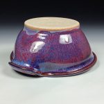 Handmade Ceramic Stoneware Spiral Deep Spoon Rest - Purple Red Glaze with Dotted Rim - item 3877 - Image 3