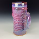 Big Handmade Stoneware Coffee Mug: Purple Red Glaze, Slip Dotted Wiggle Bump Pottery Tea Mug - item 3719 - Image 2