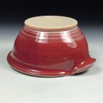 Handmade Ceramic Stoneware Spiral Deep Spoon Rest - Deep Red Glaze with Dotted Rim - item 3872 - Image 3