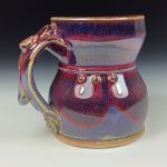 Handmade Stoneware Coffee Mug: Purple Glaze, Slip Trail Dotted Pottery Tea Mug - item 3667
