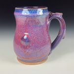 Handmade Stoneware Coffee Mug: Purple Glaze, Slip Trail Dotted with Bump Pottery Tea Mug - item 3652 - Image 2