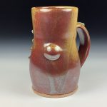 Handmade Ceramic Coffee Mug: Iron Red with White Ash Bamboo Slip Bump Stoneware Pottery - item 3777 - Image 3