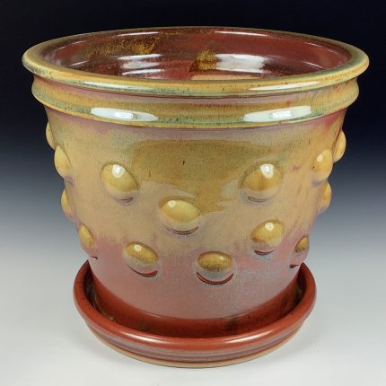 Handmade Ceramic Stoneware Pottery Planter - Iron Red with White Ash Bump - item 3880