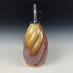 Handmade Ceramic Olive Oil Dispenser: Iron Red with White Ash Twisty Stoneware Cruet - item 3737 - Image 2