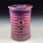 Handmade Stoneware Utensil Holder: Red Glaze Bump Pottery Vase - item 3836 - Image 2