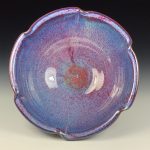 Handmade ceramic artisanal pottery bowls dinnerware stoneware serving bowls centerpiece - Medium purple scalloped rim serving bowl 3676