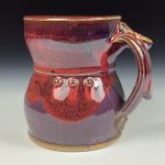 Handmade Stoneware Coffee Mug: Purple Glaze, Slip Trail Dotted Pottery Tea Mug - item 3661
