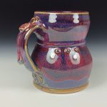 Handmade Stoneware Coffee Mug: Purple Glaze, Slip Trail Dotted Pottery Tea Mug - item 3659 - Image 2