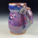 Handmade Ceramic Coffee Mug: Purple Red Bamboo Slip Bump Stoneware Pottery 3785 - Image 2