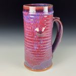 Big Handmade Stoneware Coffee Mug: Purple Red Glaze, Slip Dotted Bump Pottery Tea Mug  - item 3725 - Image 3