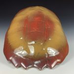 Handmade ceramic stoneware pottery - decorative wall handing sculpture - iron red with white ash turtle shell 3636