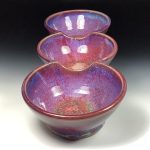 Handmade ceramic artisanal pottery bowls dinnerware stoneware serving bowls - Purple tri-bowl 3818 - Image 2