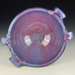 Handmade ceramic artisanal pottery bowls dinnerware stoneware serving bowls centerpiece - Large purple with handles 3684