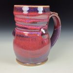 Handmade Stoneware Coffee Mug: Red Purple Glaze, Bump - item 3635