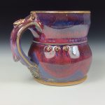 Handmade Stoneware Coffee Mug: Purple Glaze, Slip Trail Dotted Pottery Tea Mug - item 3669