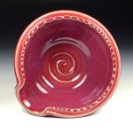 Handmade Ceramic Stoneware Spiral Deep Spoon Rest - Deep Red Glaze with Dotted Rim - item 3868 - Image 2