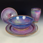 Handmade ceramic artisanal pottery dinnerware stoneware single plate setting - Purple item 3894 - Image 2