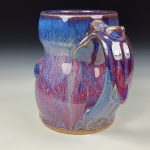 Handmade Ceramic Coffee Mug:  Purple Red Slip Trail Dot Bump Stoneware Pottery - item 3858 - Image 2