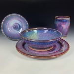 Handmade ceramic artisanal pottery dinnerware stoneware single plate setting - Purple item 3895 - Image 2