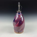 Handmade Ceramic Olive Oil Dispenser: Deep Dark Purple Twisty Stoneware Cruet - item 3841 - Image 2