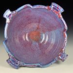 Handmade ceramic artisanal pottery bowls dinnerware stoneware serving bowls centerpiece - Large purple twisted rim with handles 3681 - Image 2