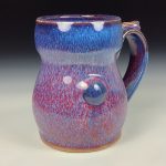 Handmade Ceramic Coffee Mug:  Purple Red Slip Trail Dot Bump Stoneware Pottery - item 3858 - Image 3