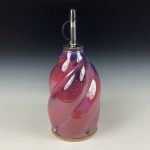 Handmade Ceramic Olive Oil Dispenser: Purple Red Twisty Stoneware Cruet - item 3756