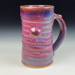 Handmade Stoneware Coffee Mug: Purple Red Glaze, Slip Dotted Bump Wiggle Pottery Tea Mug - item 3798 - Image 3